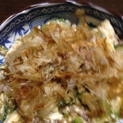 新鮮なゴーヤを頂いたので(^｡^)絹ごし豆腐で作ったので(^^;;豆腐の形がかなり崩れてしまいましたが、とても美味しかったですo(^▽^)o